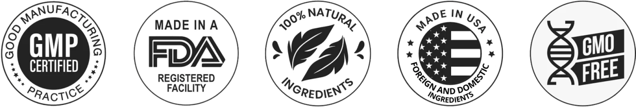 Mind Honey Pro certifications — Made in USA, GMP Certified, FDA Registered, 100% Natural, Non-GMO